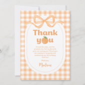 Eén meisje met een fijne peach, 1e verjaardag bedankkaart (Voorkant)