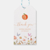 Eén meisje met een fijne peach, 1e verjaardag cadeaulabel (Voorkant)