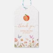 Eén meisje met een fijne peach, 1e verjaardag cadeaulabel (Achterkant)