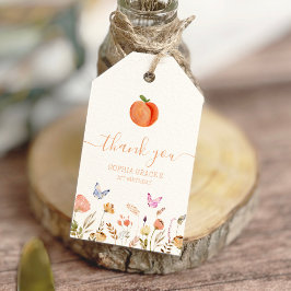 Eén meisje met een fijne peach, 1e verjaardag cadeaulabel