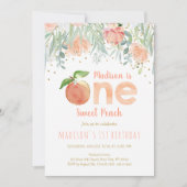 Eén meisje met een fijne peach, 1e verjaardag kaart (Voorkant)