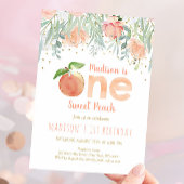 Eén meisje met een fijne peach, 1e verjaardag kaart