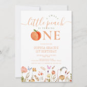 Eén meisje met een fijne peach, 1e verjaardag kaart (Voorkant)