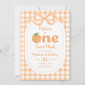 Eén meisje met een fijne peach, 1e verjaardag kaart (Voorkant)