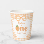 Eén meisje met een fijne peach, 1e verjaardag papieren bekers (Voorkant)