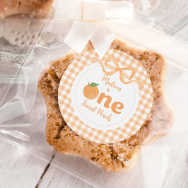 Eén meisje met een fijne peach, 1e verjaardag ronde sticker