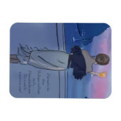 Een meisje met een glas wijn aan de kust magneet (Horizontaal)