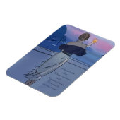 Een meisje met een glas wijn aan de kust magneet (Linkerzijde)