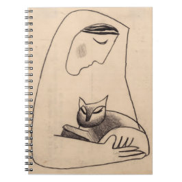 Een meisje met een kat in haar armen door Mikulas Notitieboek