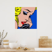 Een meisje met een komisch meisje huilend op de te poster (Keuken)