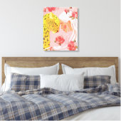 Een meisje met een luipaard. canvas afdruk (Insitu (Slaapkamer))