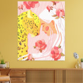 Een meisje met een luipaard. canvas afdruk (Insitu (Woonkamer))