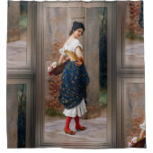 Een meisje met een mand Rozen van Eugen von Blaas Douchegordijn (Voorkant)