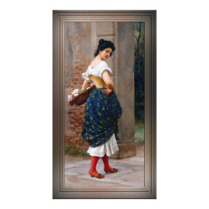 Een meisje met een mand Rozen van Eugen von Blaas Foto Afdruk
