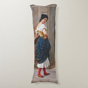 Een meisje met een mand Rozen van Eugen von Blaas Lichaamskussen