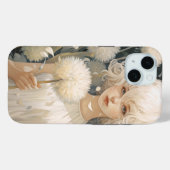 Een meisje met een paardenbloem iPhone 15 Hoesje (Achterkant (horizontaal))
