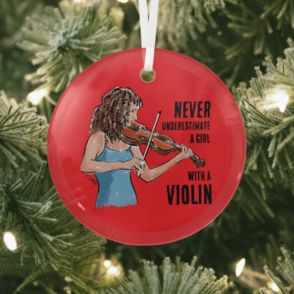 Een meisje met een vioolornament glas ornament
