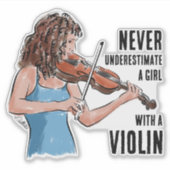 Een meisje met een vioolsticker sticker (Voorkant)