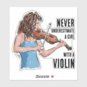 Een meisje met een vioolsticker sticker (Vel)