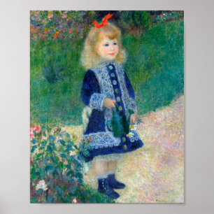 Een meisje met een watering kan van Pierre-Auguste Poster