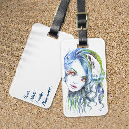 Een meisje met een zwemvrouw Surreal Fantasy Portr Bagagelabel