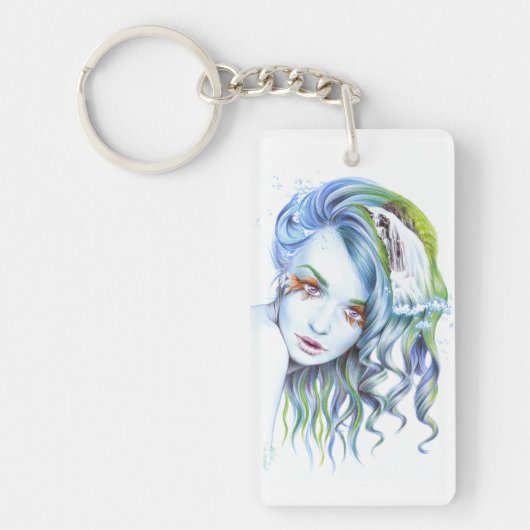 Een meisje met een zwemvrouw Surreal Fantasy Portr Sleutelhanger (Voorkant)