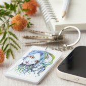 Een meisje met een zwemvrouw Surreal Fantasy Portr Sleutelhanger (Voorkant Rechts)