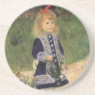 Een meisje met gietkan van Pierre Renoir Zandsteen Onderzetter