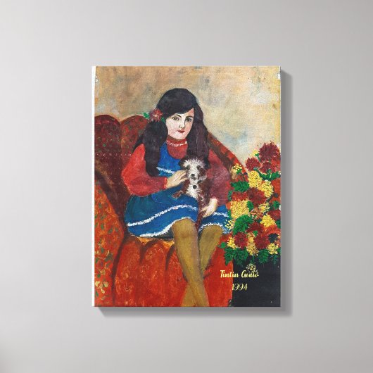 een meisje met haar hond canvas afdruk (Voorkant)