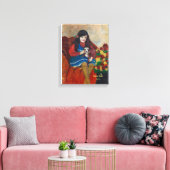 een meisje met haar hond canvas afdruk (Insitu (Woonkamer))