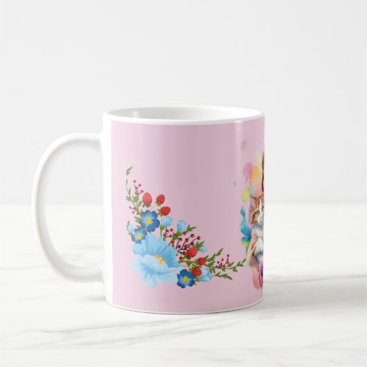 Een meisje met haar kat mok (Links)