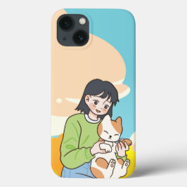 Een meisje met haar lieve kat Case-Mate iPhone case