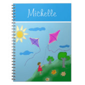 Een meisje met Kites met naam Notitieboek (Voorkant)