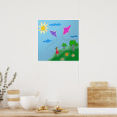 Een meisje met Kites Poster (Keuken)