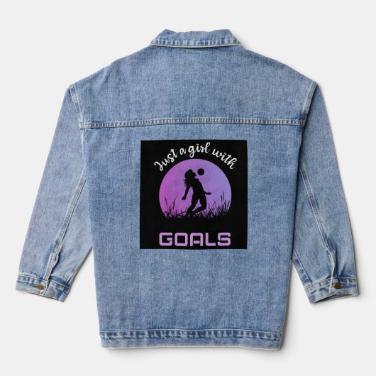 Een meisje met mooie doelen voetbal denim jacket (Achterkant)
