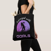 Een meisje met mooie doelen voetbal tote bag (Dichtbij)
