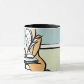 Een meisje met rode wijn in een café mok (Midden)