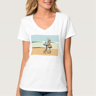 Een meisje met rode wijn in een café t-shirt