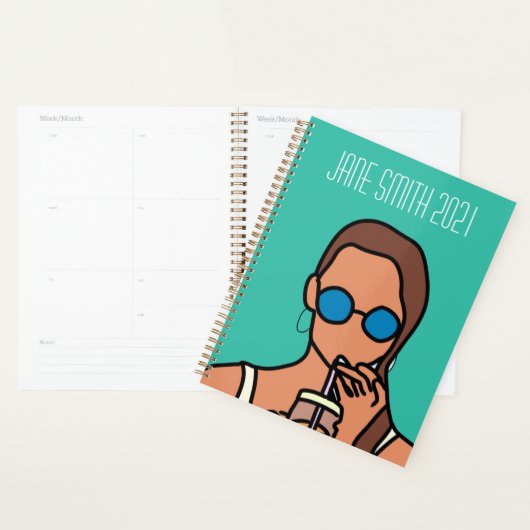 een meisje met tween pop kleurrijke kunst planner (Display)