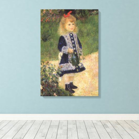 Een meisje met watering kan van Pierre Renoir Canvas Afdruk (Insitu (Houten vloer))