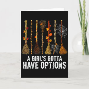 Een meisje moet opties hebben Funny Witches Bezem Kaart