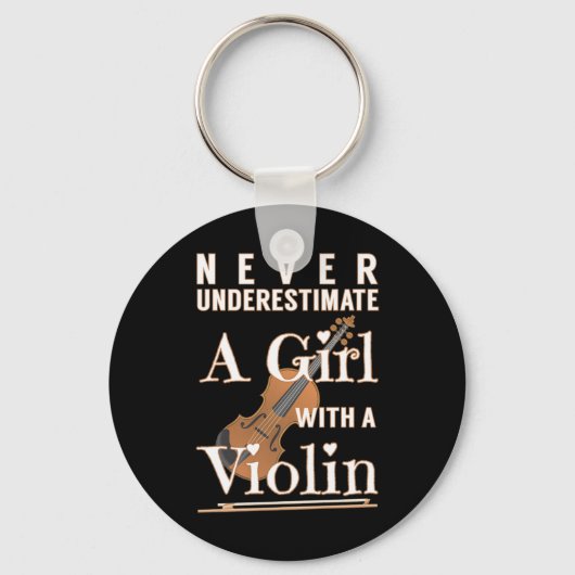 Een meisje nooit onderschatten met een Violin Gift Sleutelhanger (Voorkant)