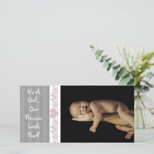 Een meisje... Onze edele kleine pareltje Aankondiging (Staand voorkant)