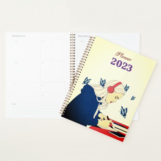 Een meisje opgenomen in studies Planner 2024 (Display)