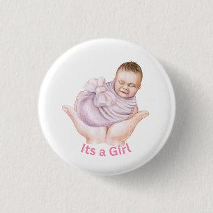 Een Meisje Schattige Baby Shower Knop Speld Ronde Button 3,2 Cm