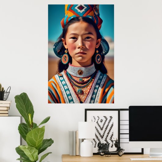 Een meisje uit Mongol China Poster (Thuiskantoor)