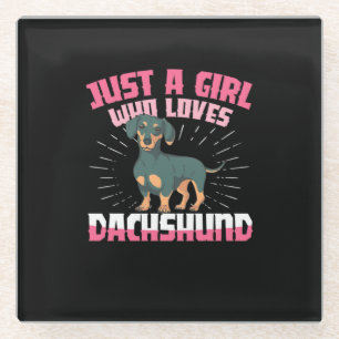 Een meisje van Dachshund Glazen Onderzetter