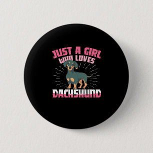 Een meisje van Dachshund Ronde Button 5,7 Cm