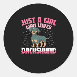 Een meisje van Dachshund Ronde Sticker