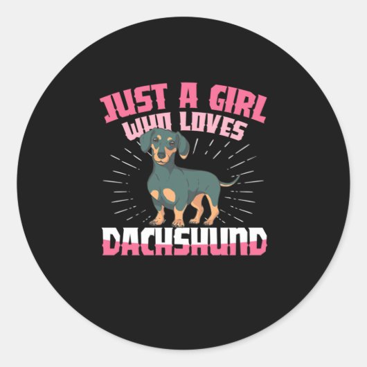Een meisje van Dachshund Ronde Sticker (Voorkant)
